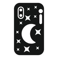 Black smartphone case with moon and stars showing concept of night time vector