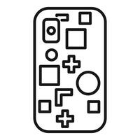 Smartphone showing augmented reality game interface with geometric shapes vector