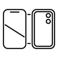 Folding smartphone with touchscreen display showing front and back view vector