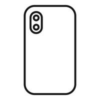 Back side smartphone with dual camera icon thin line vector
