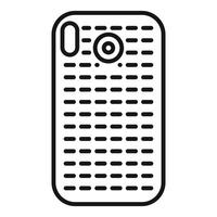 Smartphone having back side covered with protective silicone case icon outline vector