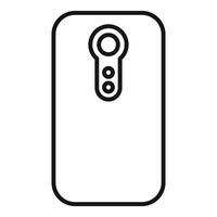 Smartphone back side with three camera lenses icon showing modern mobile phone design vector