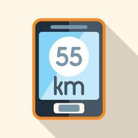 Smartphone is showing 55 km distance walking tracker app vector