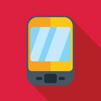 Yellow smartphone showing blank screen on red background vector