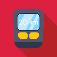 Electronic bicycle odometer showing twenty kilometers on red background vector
