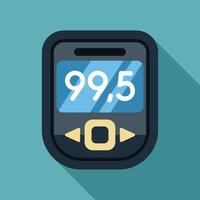 Glucose meter showing blood sugar level at 99.5 on turquoise background vector