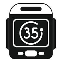 Digital thermometer showing 35 degrees celsius icon vector
