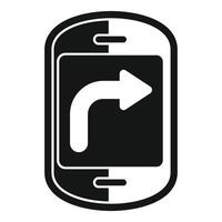 Smartphone showing gps navigation with arrow turning right icon vector