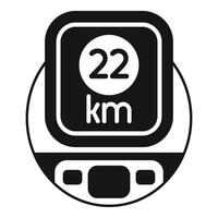 Bike computer showing 22 kilometers icon, simple style vector
