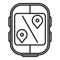 Gps navigator device showing route with two location pins on screen vector