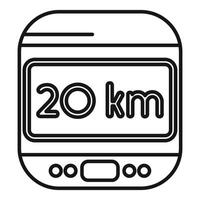 Smartwatch showing 20 kilometers distance tracker icon vector