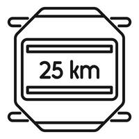 Digital speedometer showing 25 kilometers per hour icon vector