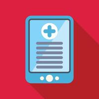 Mobile phone showing medical information with cross symbol on screen vector
