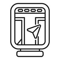 Smartphone showing paper plane flying over map for gps navigation app vector