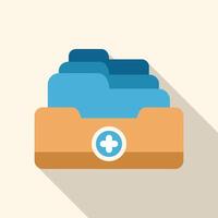 Medical records folder containing patient files with plus sign symbol vector