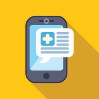 Smartphone showing medical information with cross symbol in chat bubble vector