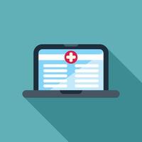Laptop showing medical record with cross and patient data vector
