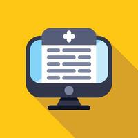 Desktop computer showing medical record with cross symbol for online healthcare vector
