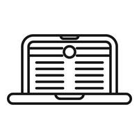 Laptop showing text document with web camera icon vector
