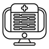 Computer showing electronic medical record with cross symbol icon vector