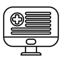 Online medical record displaying on computer screen icon vector