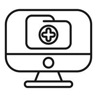 Computer showing medical record folder icon online healthcare concept vector