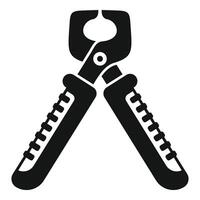 Black silhouette of pliers tool with rubber handles for electrician vector