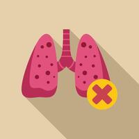 Stop smoking concept showing unhealthy lungs with a cross mark vector