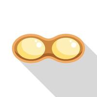Groundnut icon showing two seeds inside shell with long shadow vector