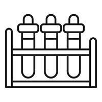 Three test tubes standing in a lab stand for scientific experiment vector