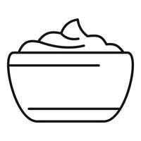 Bowl full of sour cream or cream cheese spreading out of bowl line icon vector