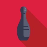 Bowling pin casting long shadow on red background vector
