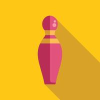 Pink bowling pin casting long shadow on yellow background vector