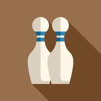 Two white bowling pins standing on brown background vector