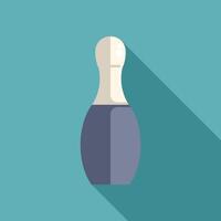 Bowling pin standing tall casting a long shadow on green background vector