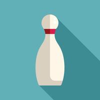 White bowling pin standing on blue background with long shadow vector