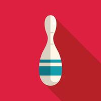 White bowling pin standing on red background icon vector