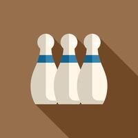 Three bowling pins standing in a row with a long shadow vector