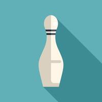 White bowling pin casting long shadow on turquoise background vector