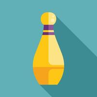 Yellow bowling pin casting long shadow on turquoise background vector