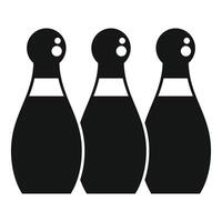 Three bowling pins standing upright in a row vector