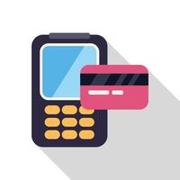 Illustration of a pos terminal processing a credit card payment vector