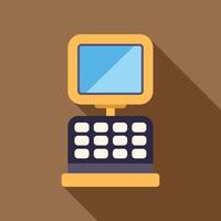 Electronic cash register with monitor showing blank screen standing on the counter vector