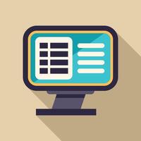 Desktop computer showing spreadsheet software for office work vector