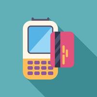 Credit card being inserted into pos terminal for payment vector