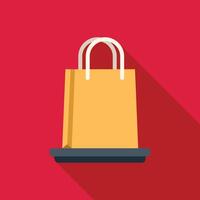 Shopping bag standing on a shelf with red background vector
