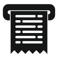 Receipt printing machine issuing paper bill icon simple style vector