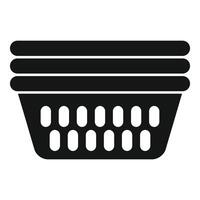 Plastic laundry basket full of clothes icon vector
