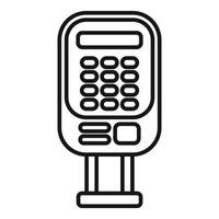 Payment terminal standing on stand accepting contactless payment vector