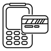 Mobile payment terminal processing credit card transaction icon vector